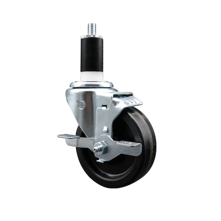 Service Caster 4'' SS Phenolic Swivel 1-3/8'' Expanding Stem Caster with Brake SCC-SSEX20S414-PHS-TLB-138